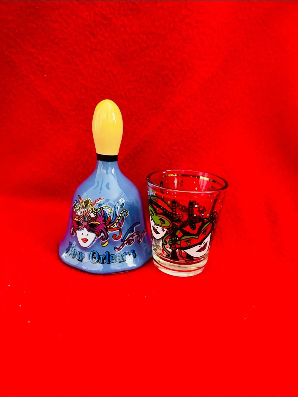 New Orleans Mardi Gras Decorative Bell & Shot Glass